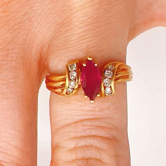 18kt Yellow Gold, Ruby, & Diamond Ring