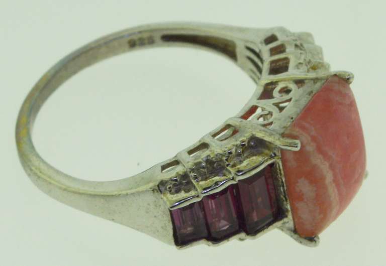 Sterling Silver Rose Quartz And Garnet Ring