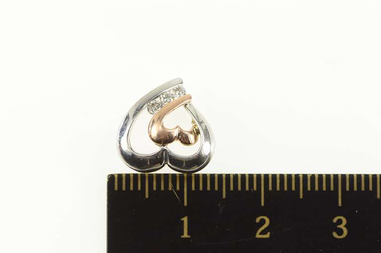 10K White Gold Two Tone Diamond Heart Love Symbol Pendant