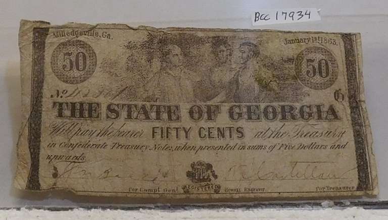 1863 GA Confed Fract Curr circ 50 cent