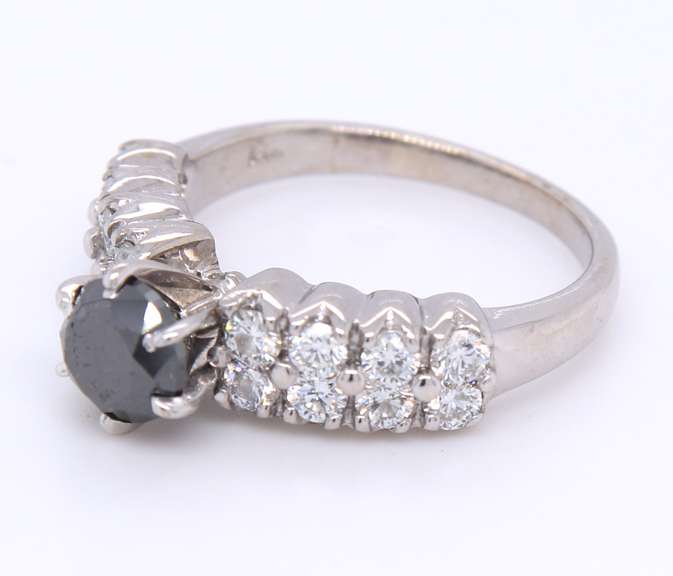 Black Diamond in Diamond Semi Mount Ring in 14kt white gold