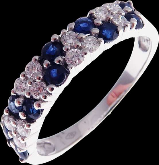 Cosmopolitan Diamond and Sapphire Cluster 18k White Gold Ring
