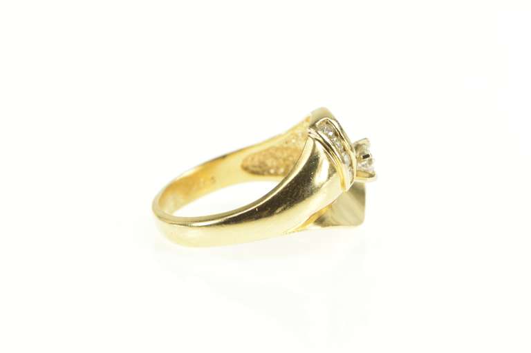14K Yellow Gold 0.50 Ctw Diamond Retro Swirl Engagement Ring