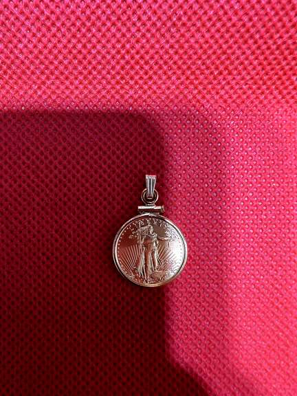 2021 1/10 0Z AMERICAN EAGLE $5 GOLD COIN 14K PENDANT