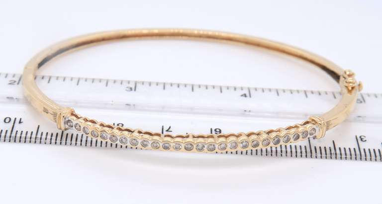 Dazzling Yellow Gold Champagne Bezel Set Diamond Bangle
