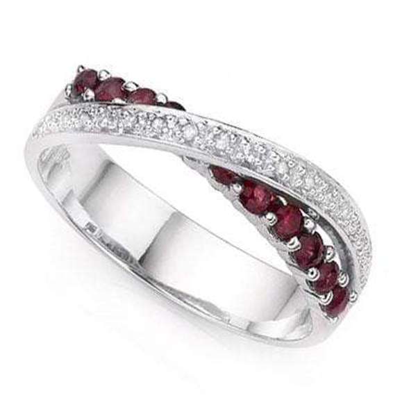 1/2 CT GENUINE RUBY & DIAMOND 925 STERLING SILVER BAND RING