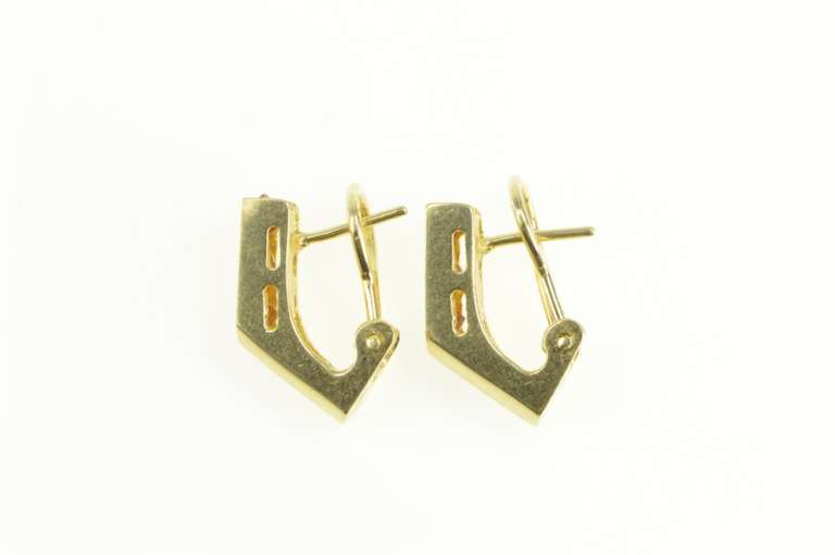 14K Yellow Gold Geometric Citrine Squared Lever Back Earrings