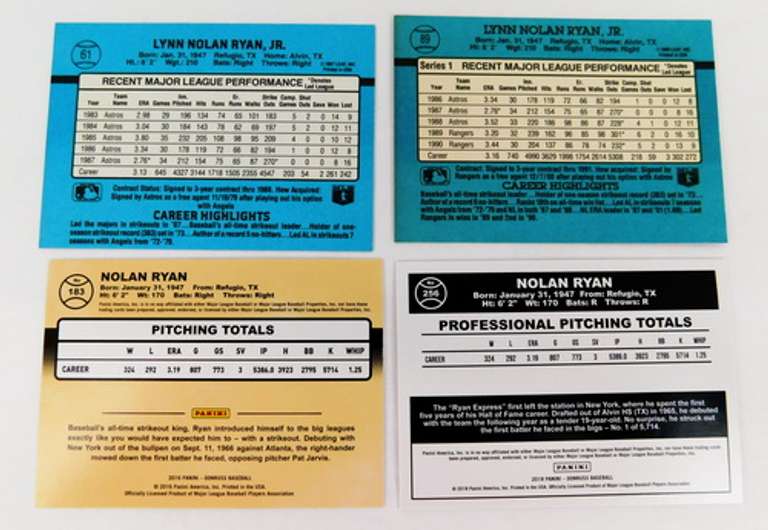 4 Nolan Ryan Donruss Baseball Cards