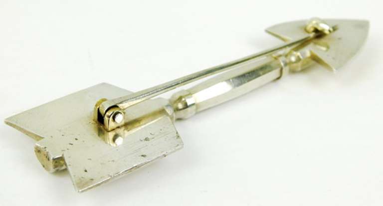Early Large Heavy Sterling Silver Arrow Pin