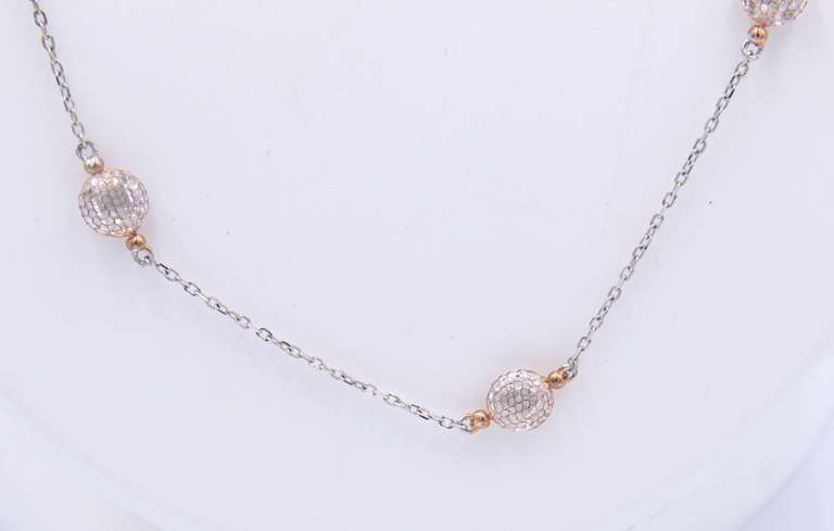 Sterling Silver Crystal Beads Chain Necklace