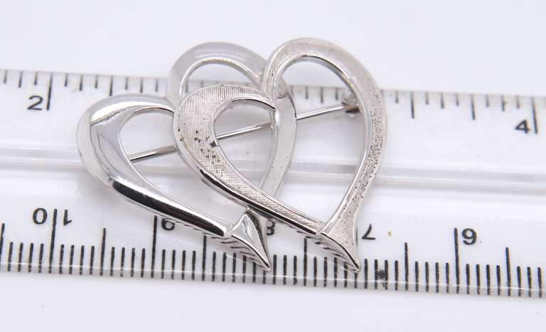 Sterling Silver Double Heart Shaped Brooch
