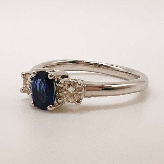 14kt Gold, Blue Sapphire, & Diamond Cocktail Ring