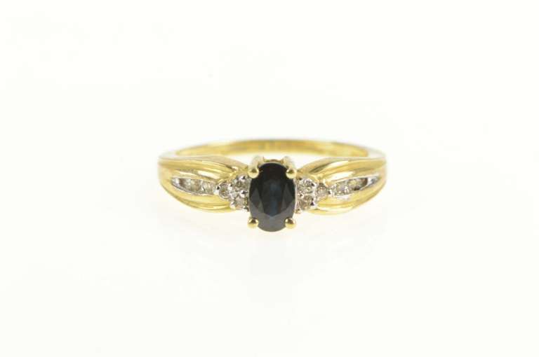 10K Yellow Gold Natural Sapphire Diamond Cluster Engagement Ring
