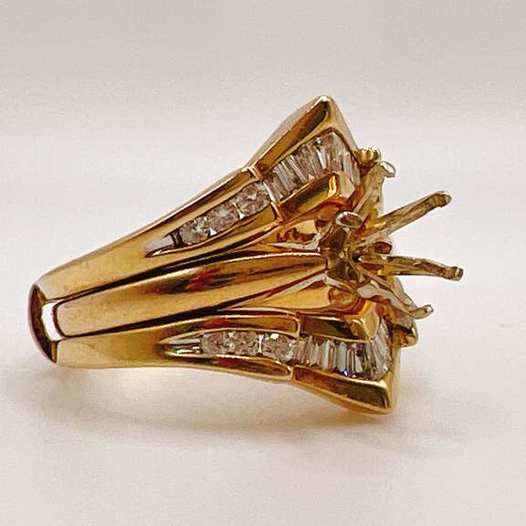 14kt Solid Yellow Gold & Diamond Semi Mount Ring