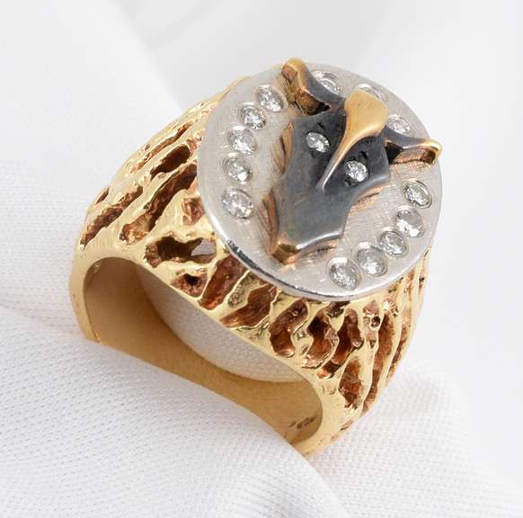 Custom Made 14k & Diamond Steer Ring