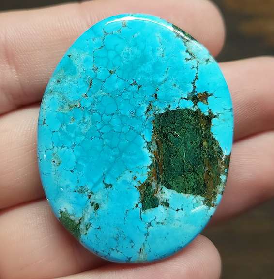 Striking well marbled 92.5ct Turquoise cabochon