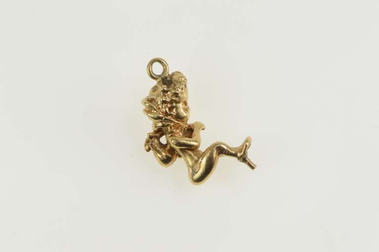14K Yellow Gold 3D Cherub Baby Angel Stylized Charm/Pendant