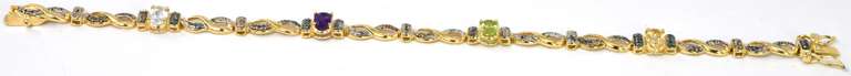 Vermeil Multi-Gemstone Bracelet With Silver Accents