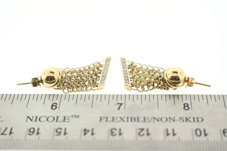 Art Deco Chainmail Diamond Earrings in 18KT Yellow Gold