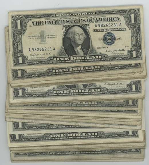 Larger lot of 63 Series of 1957 $1 Silver Certificate notes