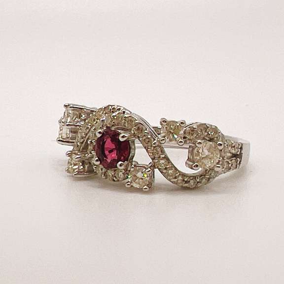 14kt White Gold, Pink Tourmaline, & Diamond Ring