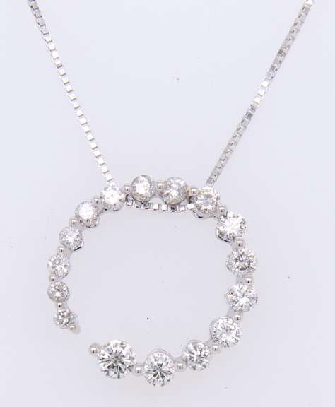Dazzling White Gold Journey Diamond Pendant on Chain