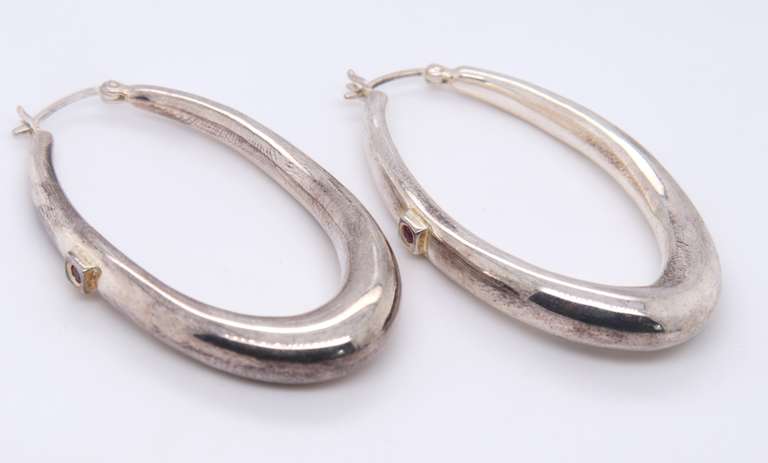 Vintage Sterling Silver Oval Earrings