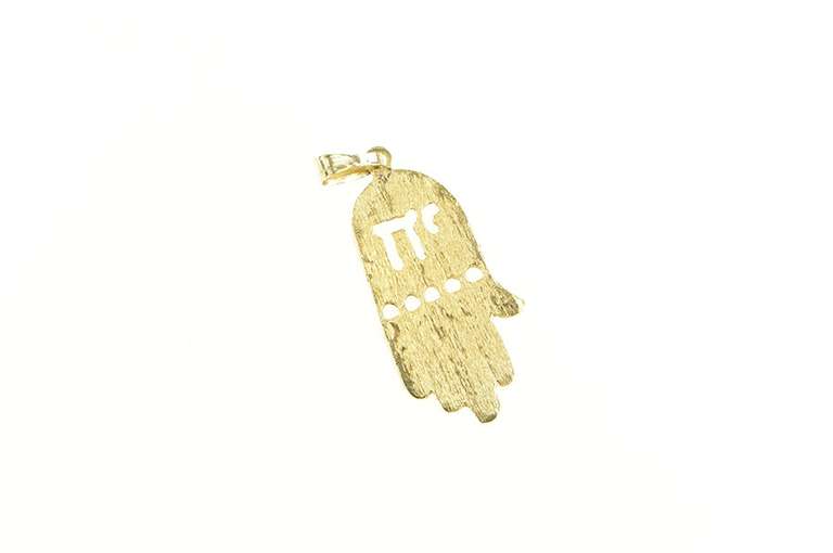 14K Yellow Gold Chai Hebrew Hamsa Protection Symbol Charm/Pendant