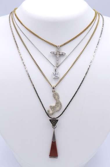 Group Lot of 4 Sterling Silver Necklaces