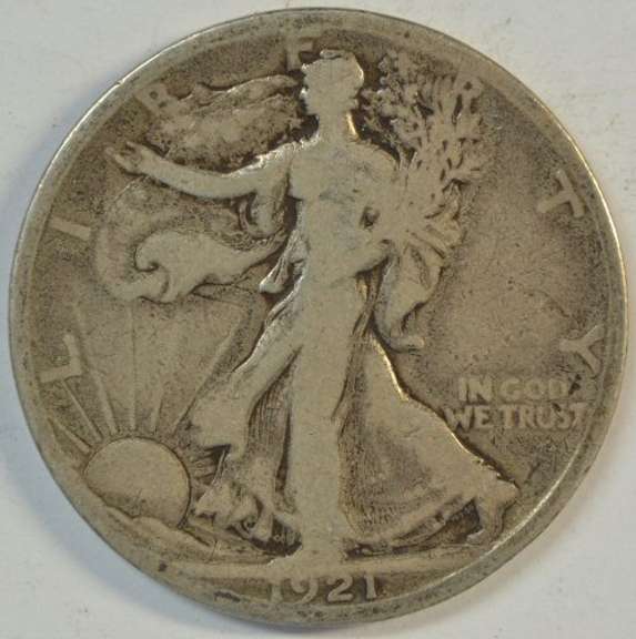 Key date 1921-S Walking Liberty Half Dollar in VG