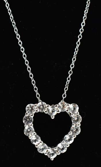 Sterling Silver CZ Heart Necklace