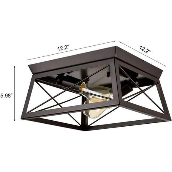 2 Heads Square Lamp Shade Chandelier Ceiling