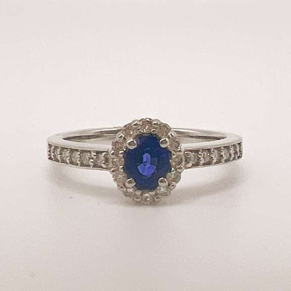 14kt Gold, Blue Sapphire, & Diamond Ring