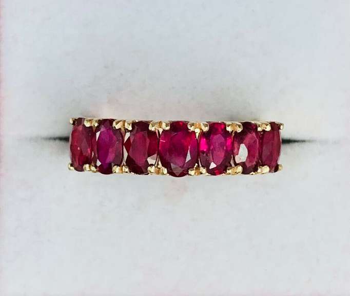 14kt Solid Yellow Gold & Ruby Band Ring