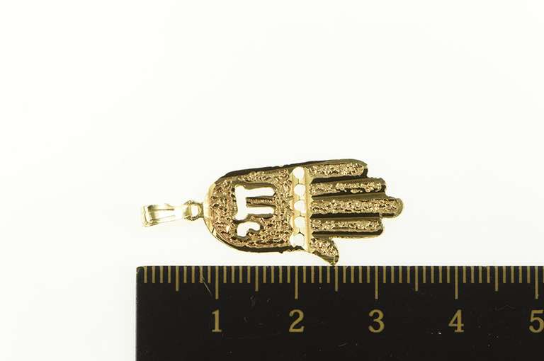 14K Yellow Gold Chai Hebrew Hamsa Protection Symbol Charm/Pendant