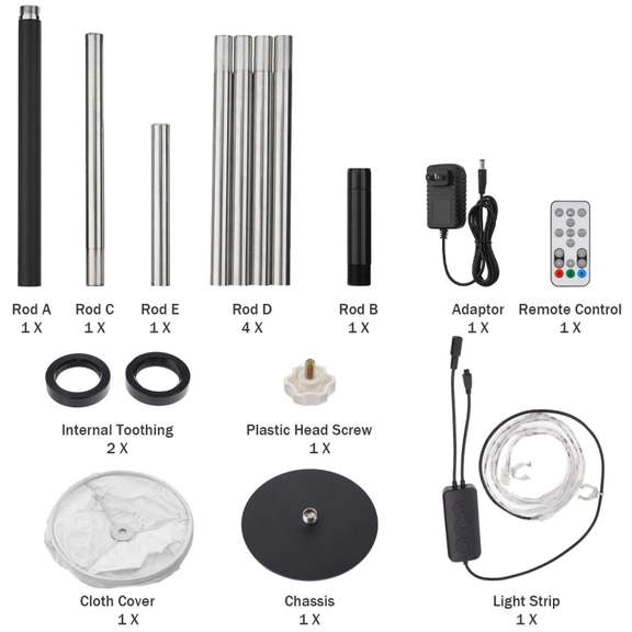 57 inch Smart LED Floor Lamp RGB Music Fabric Standing