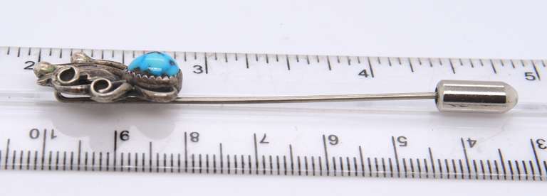 Vintage Sterling Silver Turquoise Pin