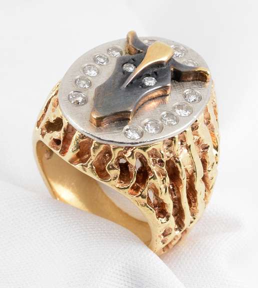 Custom Made 14k & Diamond Steer Ring