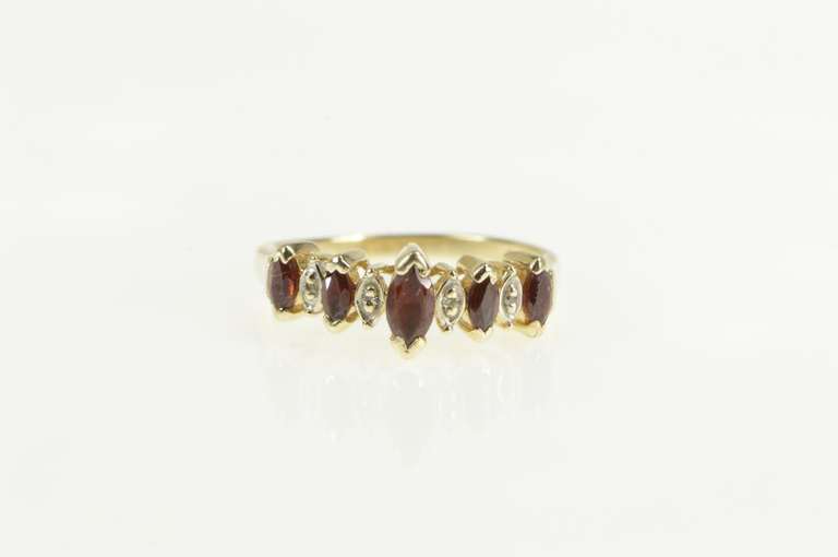 10K Yellow Gold Marquise Ruby Diamond Accent Statement Ring