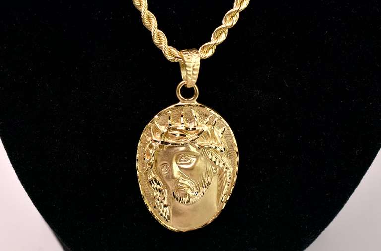 Religious Christ Pendant Necklace in 14K Yellow Gold