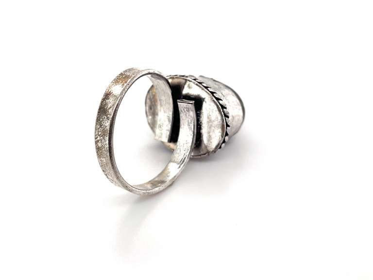 Petite Tiger's Eye in Rope Design Tibetan Silver Ring