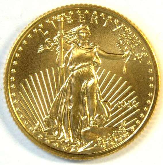 Pristine-perfect Super Gem BU 2016 $5 American Gold Eagle coin