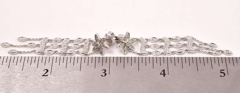 Marvelous Dangling Diamond Earrings in 14K White Gold