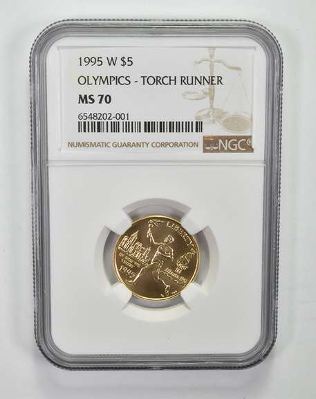 MS70 1995-W $5 Olympics - Torch Runner Gold Commemorative Coin - NGC