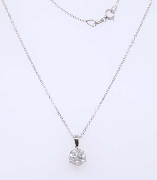 Sparkling White Gold 1ct Diamond Pendant on Chain