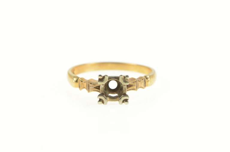 14K Yellow Gold Vintage NOS 1950's 3.9mm Engagement Setting Ring