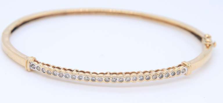 Dazzling Yellow Gold Champagne Bezel Set Diamond Bangle