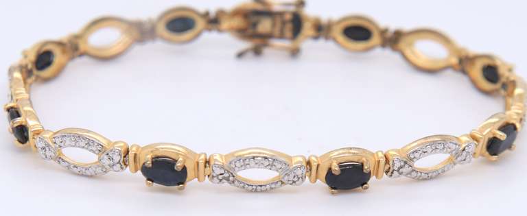 Sterling Silver Black Onyx and Cubic Zirconia Bracelet