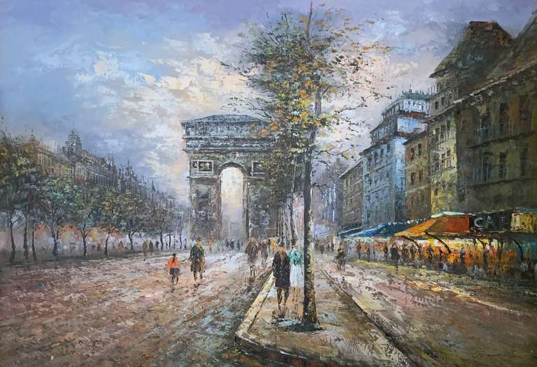 Paris City Scene Original Oil on Canvas