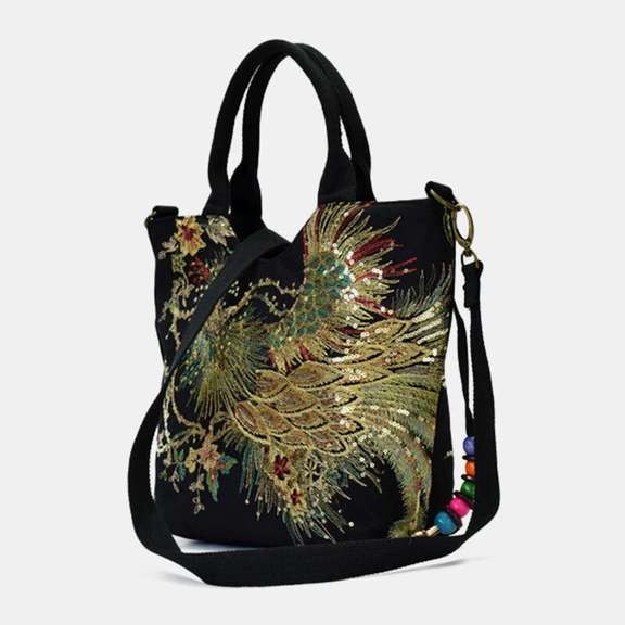 Designer Embroidery Peacock Handbag Shoulder Bag